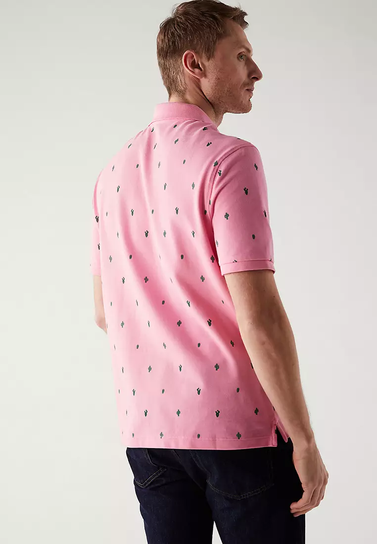 Pure Cotton Cactus Print Polo Shirt