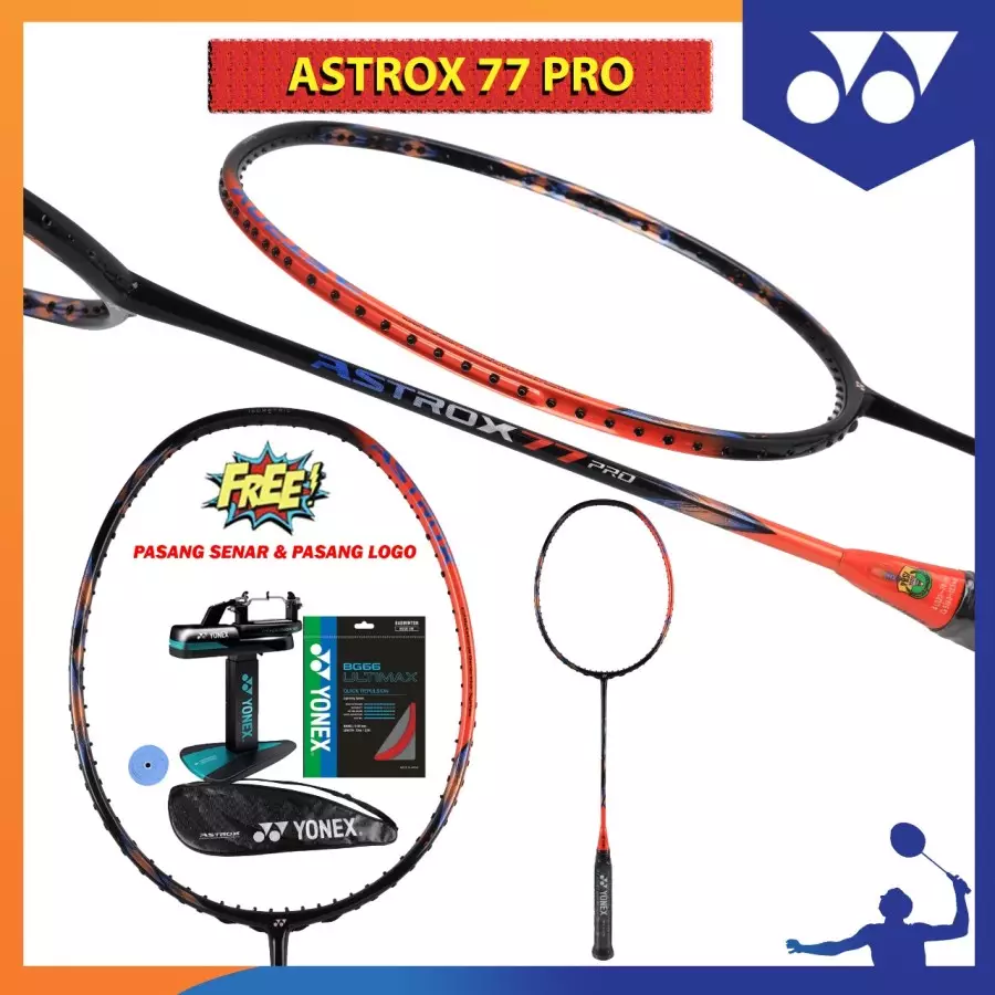 Yonex Raket Badminton Astrox 77 Pro Original New - Paket senar BG 66  Ultimax SP