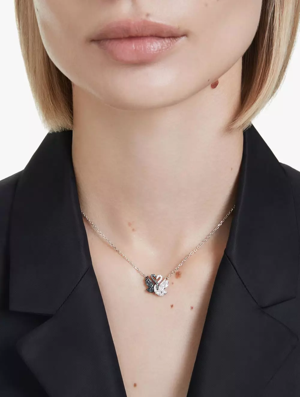 Swan Pendant, Swan, Black, Rhodium Plated - Black