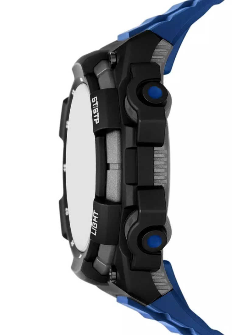 Skechers Men's Sturgess Analog-Digital Watch ( SR1171 ) - Digital, Black Case, Round Dial, 22 MM Blue Polyurethane Band