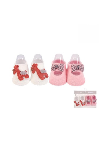 Little Kooma white and pink Baby Girl Anti-slip Socks 2 Pair Pack 0-12 months BC71141 - 0805 869BFKAC0A1E05GS_1