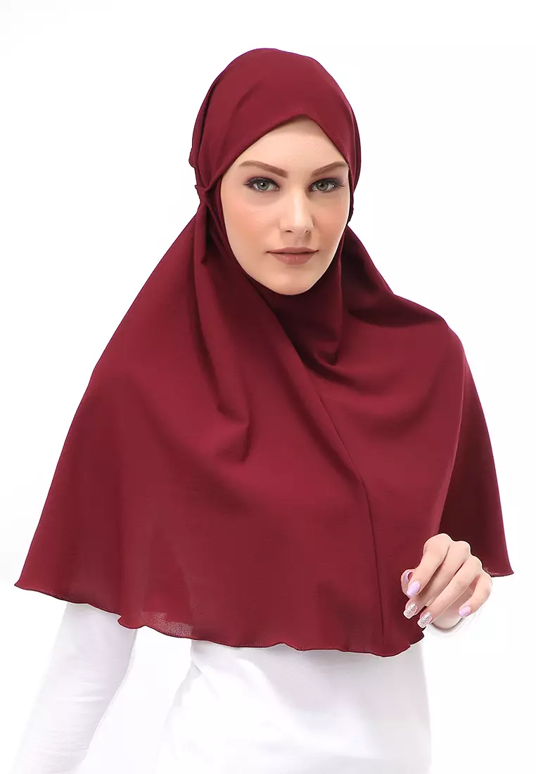 Tamara Jilbab Muslimah Wanita Motif Polos Relaxed Fit - Maroon
