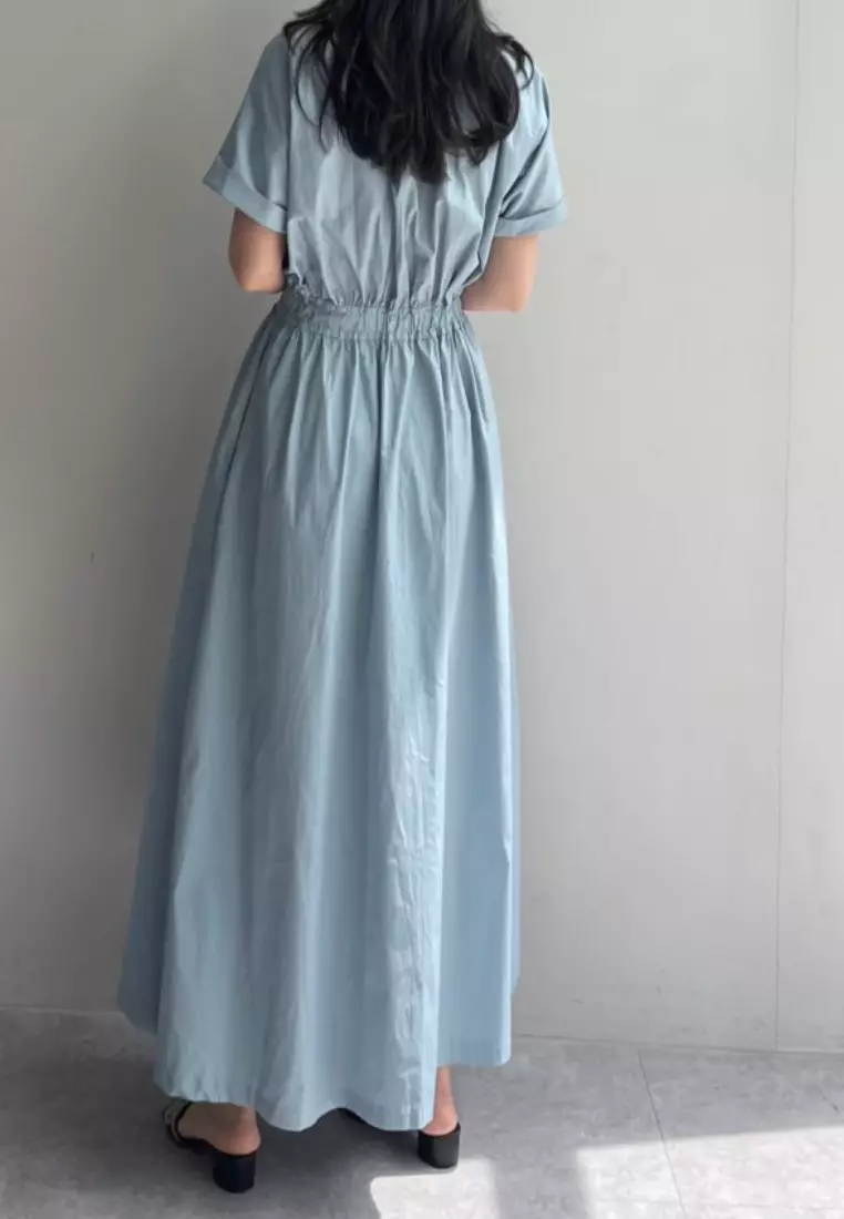 Elegant collar-style single-breasted dress CA25091911BL