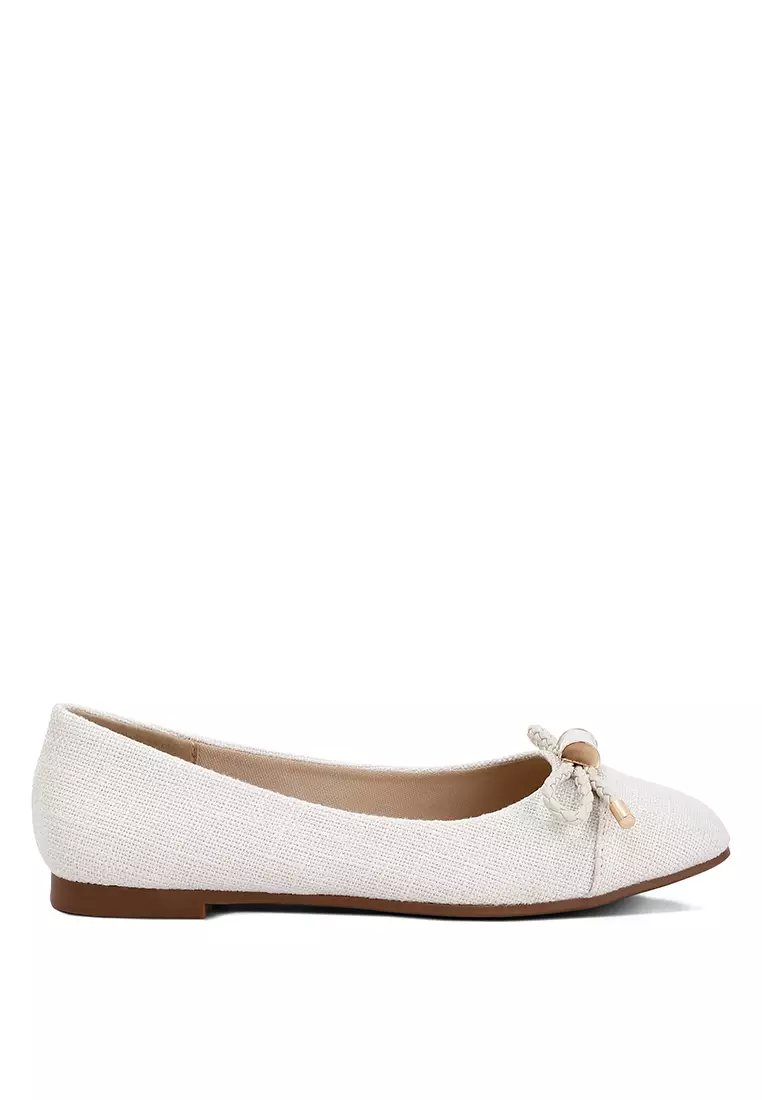 Discount on London Rag  shoes - SKU: Beige Metallic Embellished Flat Ballerinas