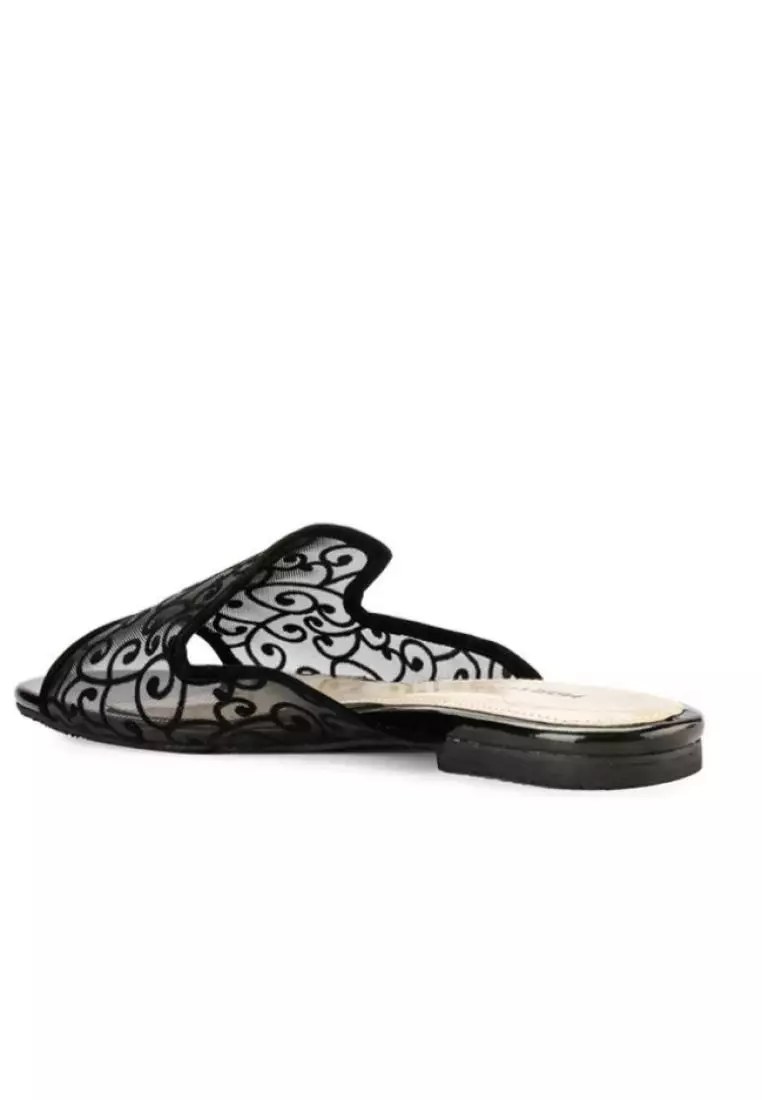 Karrie Sandal wanita Flat Slip On - Black