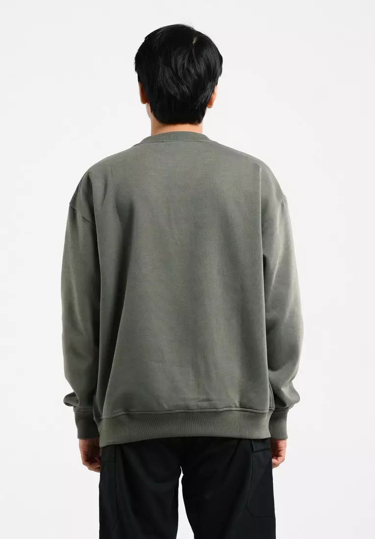 3Second Men's Jacket Crewneck Sweatshirt Relaxed Fit Fleece Creast C160325