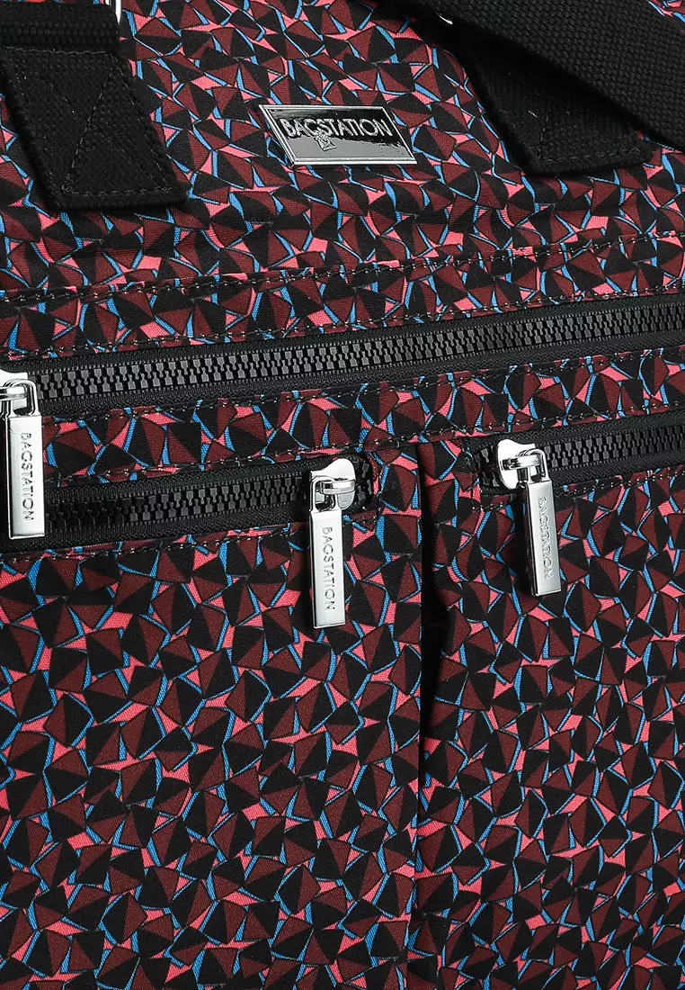 Printed Nylon Convertible Tote Bag