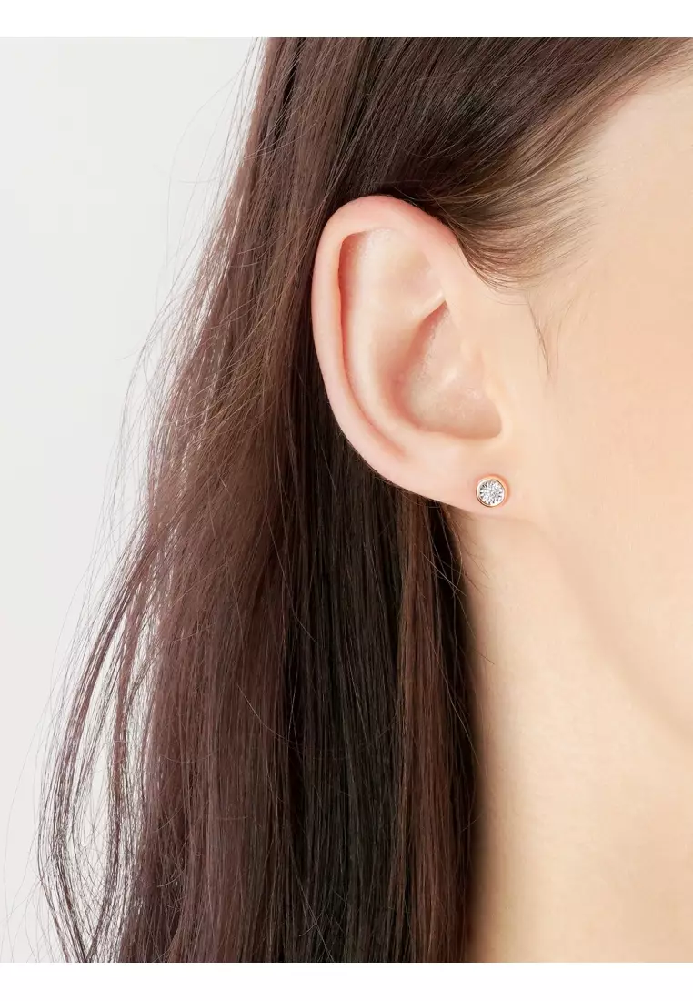 18K White & Rose Gold 0.051 Carat (G-H Color, SI1-SI2 Clarity) Diamond Single Stud Earring for Women 92876E (Sold Single Not Pair)