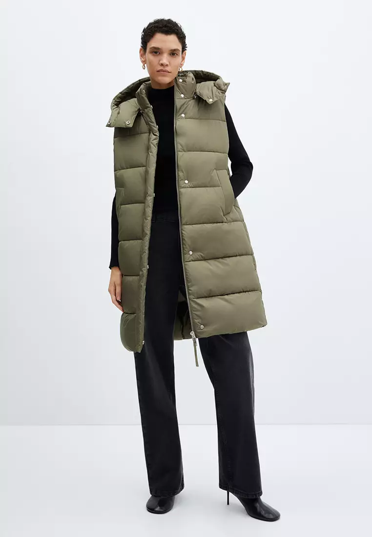 Buy Mango Quilted Gilet With Hood 2024 Online | ZALORA Philippines