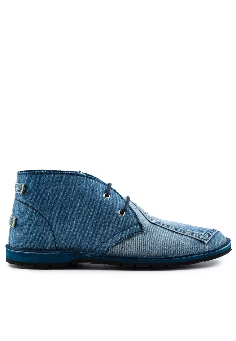 Discount on Re49  shoes - SKU: © Made In Italy From Recycled Jeans And Car Tyres For The Soles. Jeans Collection Desert Boots - Blu