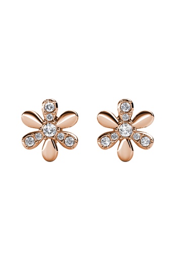 Her Jewellery gold Fleur Earrings (Rose Gold) - Made with Swarovski Crystals E50DDAC45132CEGS_1
