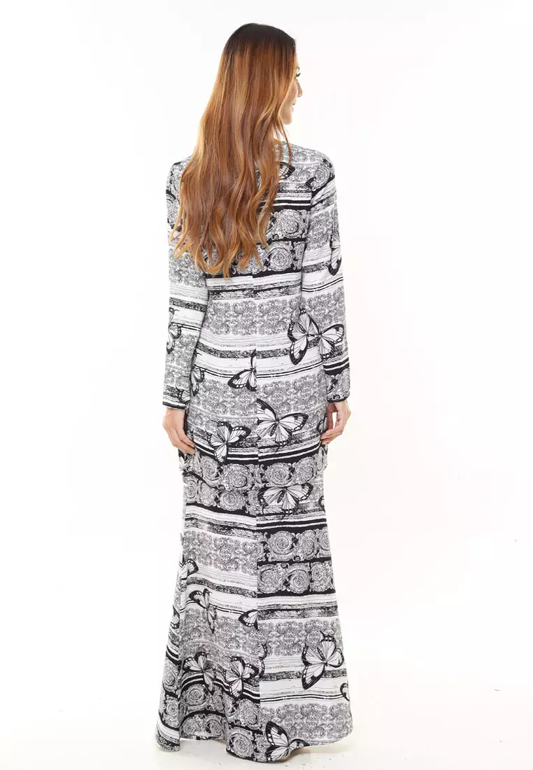 Rina Printed Kurung Black Butterfly