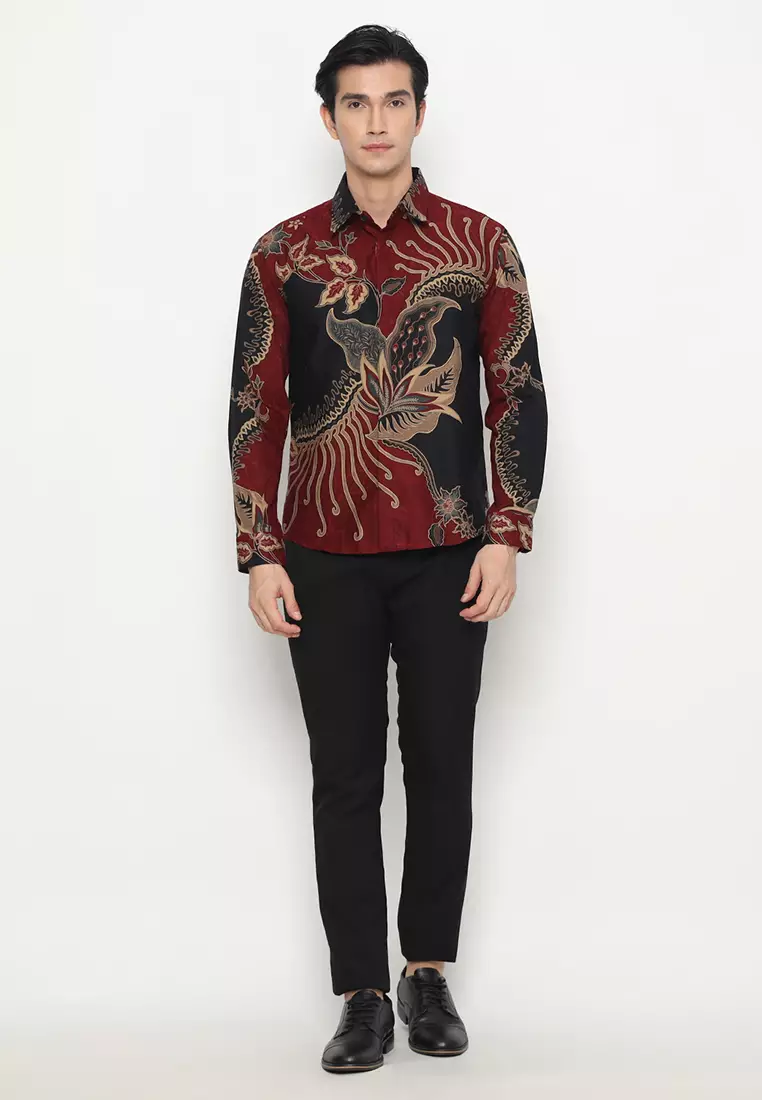Kemeja Batik Pria Slimfit Senapati - Maroon