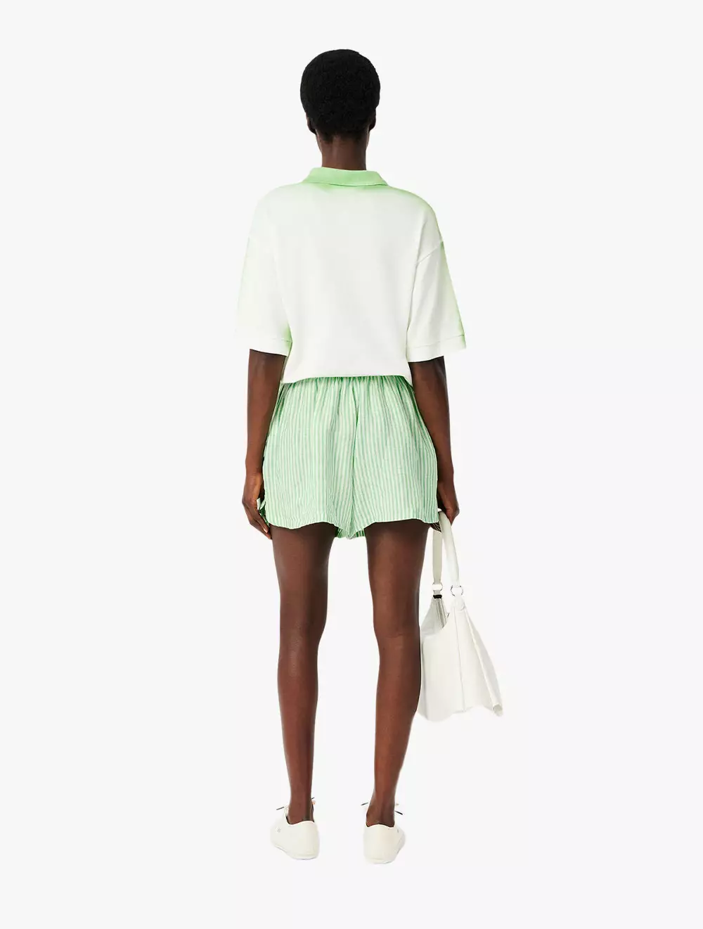 Loose Striped Linen Shorts - White