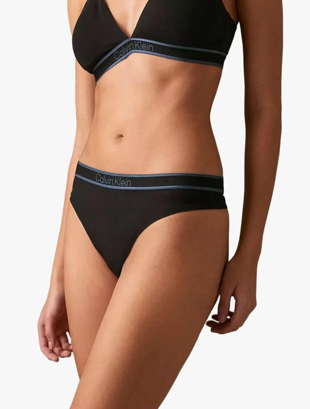 Calvin Klein Underwear - Tonal Logo Cotton Thong - Black - black