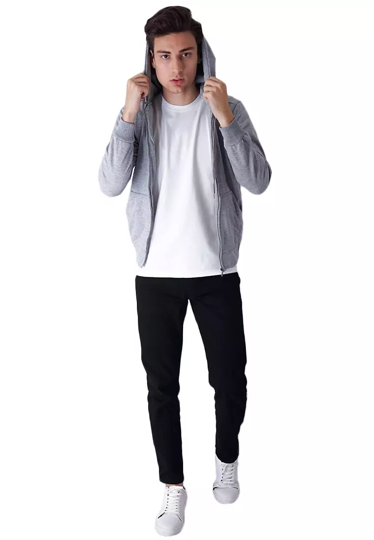 Jaket Polos Hoodie Zipper Sweater Warna abu