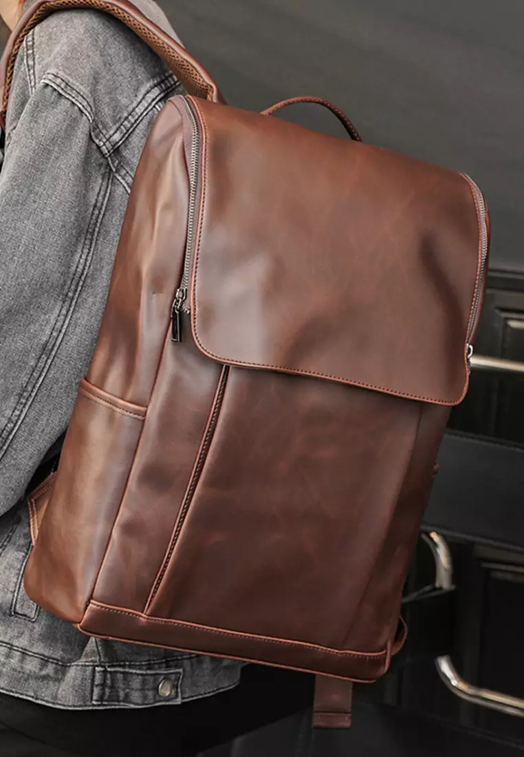 Vintage Faux Leather Backpack ET9381