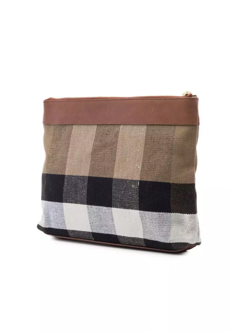 Pre-Loved Burberry Mega Check Canvas Clutch