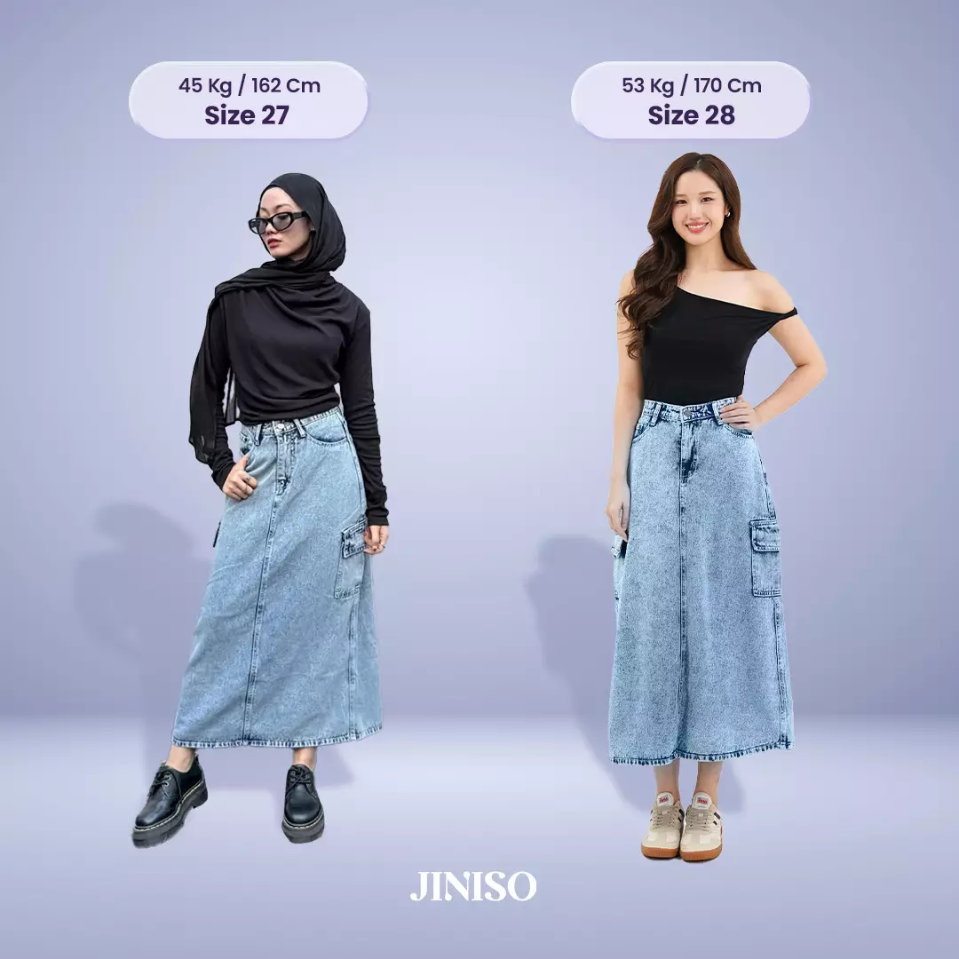 Highwaist Rok Cargo Jeans Panjang 983 SEVENTY
