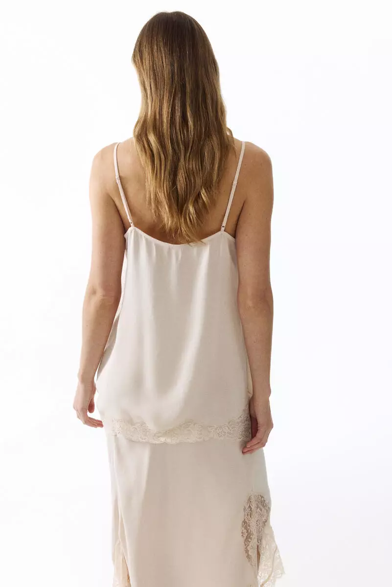 MAMA Lace-trimmed strappy top