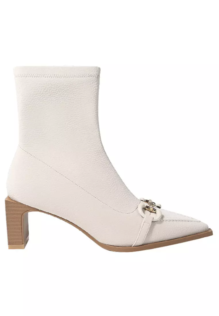 White buckle ankle boots online