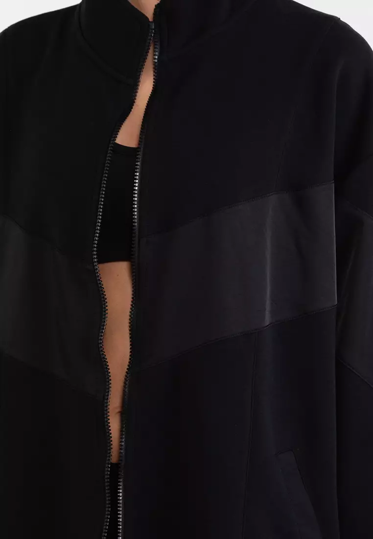 Spliced Fleece Zip Through Jacket