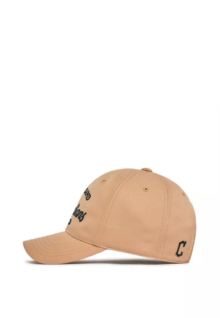 Basic Cursive Logo Unstructured Ball Cap Cleveland Indians - Beige