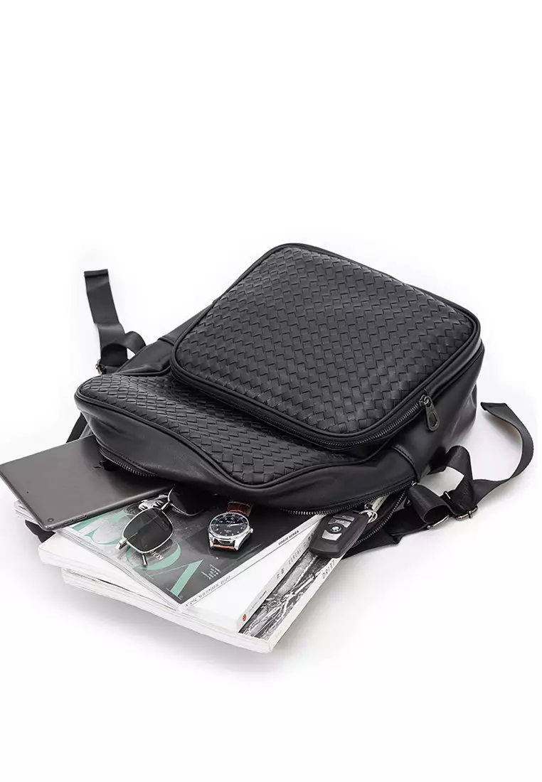 Woven Faux Leather Backpack ET-K4095