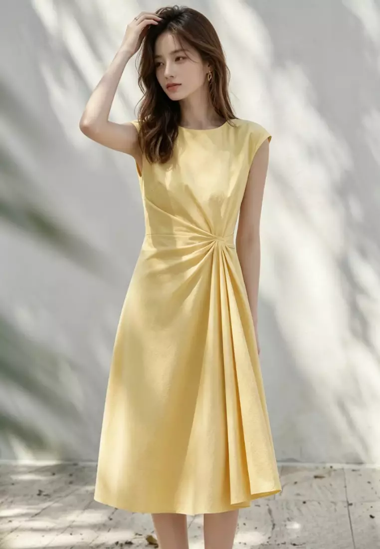 Twist Waist A-Line Midi Dress CA26041003YE