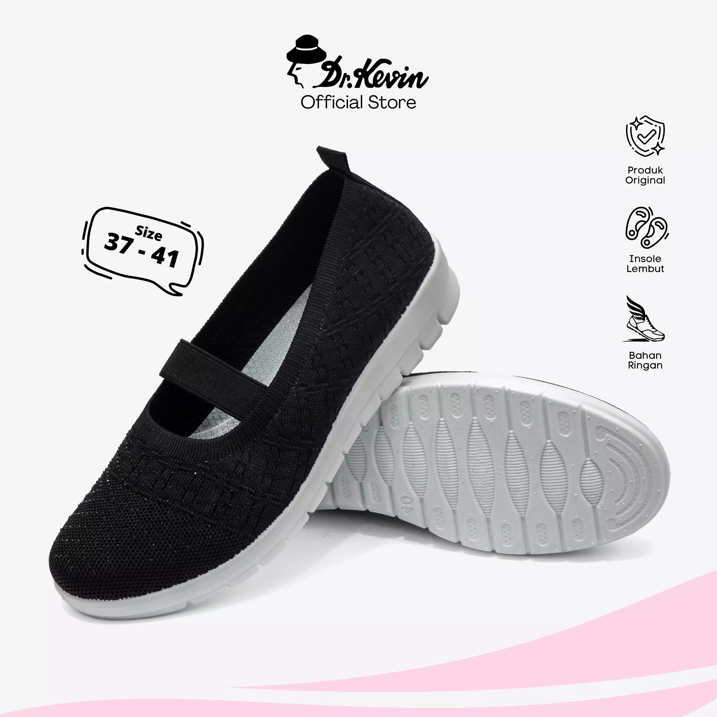 Dr. Kevin Sepatu Olahraga Sport Wanita Sneakers Rajut Slip On 559-008
