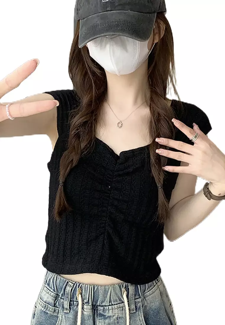 Sunnydaysweety Summer new style French camisole sleeveless top CA24050634BK