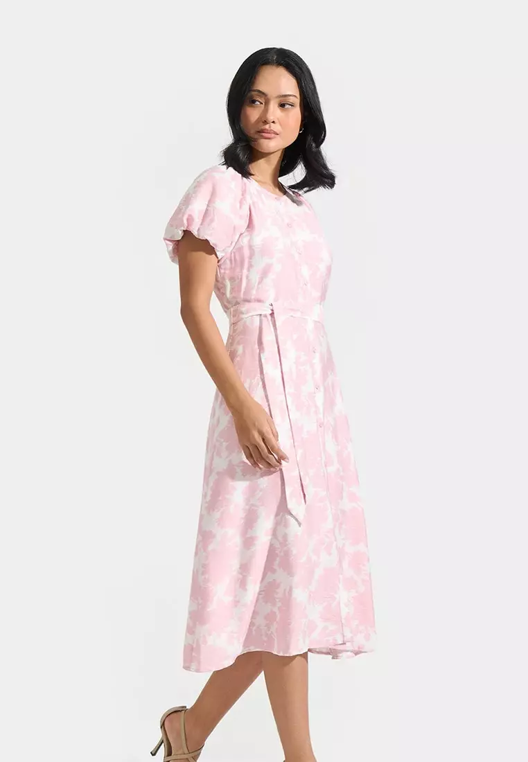 Floral All-Over Print Button Down Dress