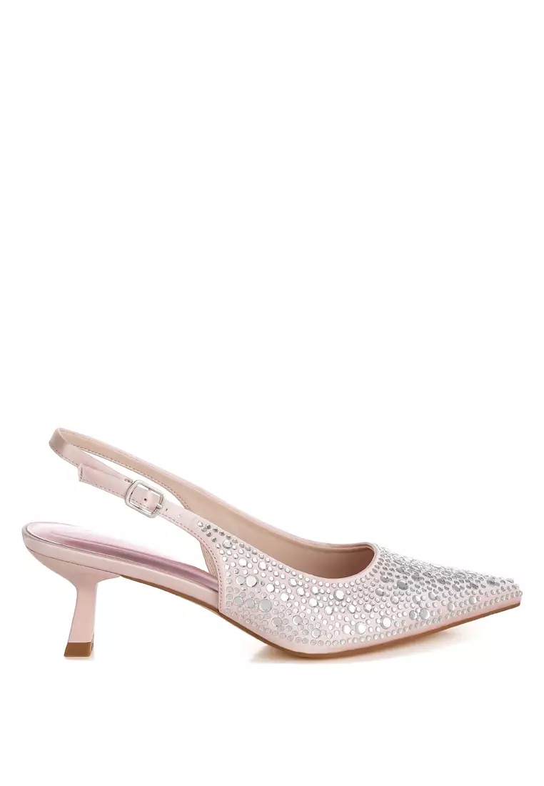 Discount on London Rag  shoes - SKU: Pointed Toe Rhinestone Slingbacks in Pink