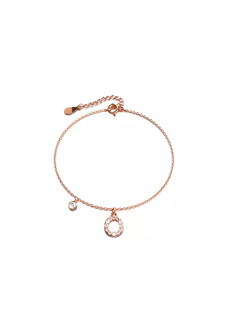 Solid 925 Sterling Silver Initial Crystal Personalised Alphabet Letter Bracelet Rose Gold Filled