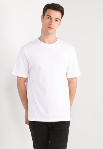 Calvin Klein white Logo Tape Tee - Calvin Klein Jeans Apparel 748AEAAD6F0BBDGS_1