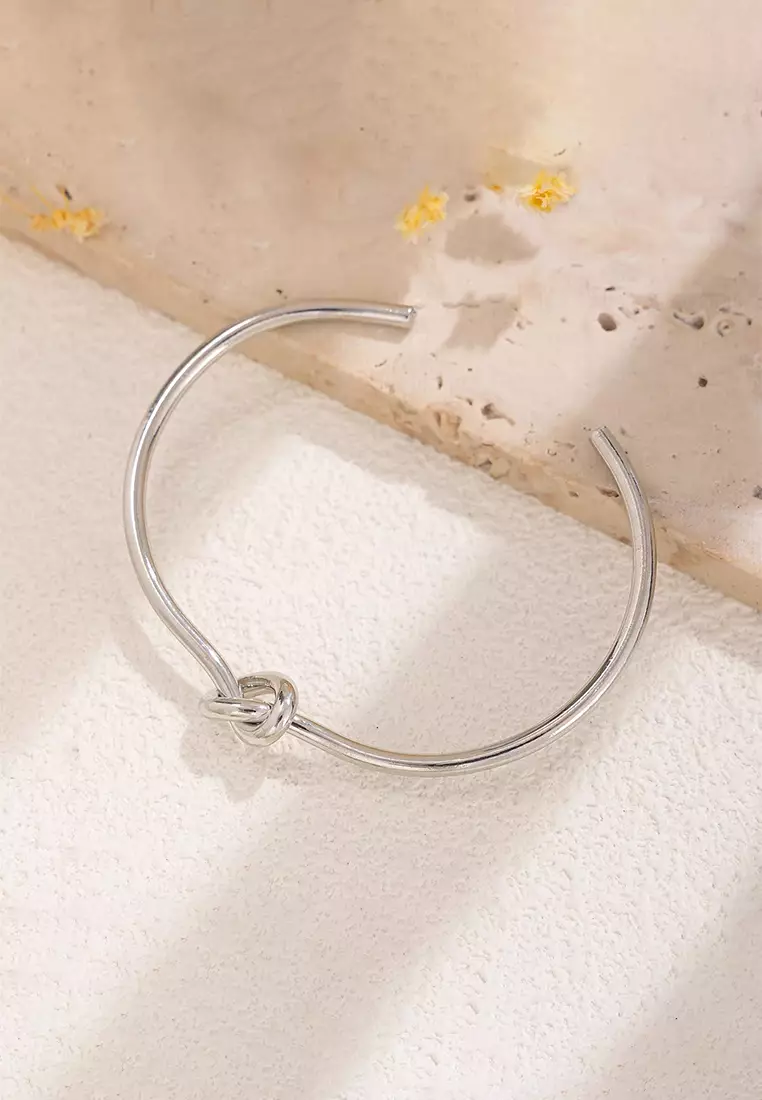 Hope Entwined Knot Bangle in Silver