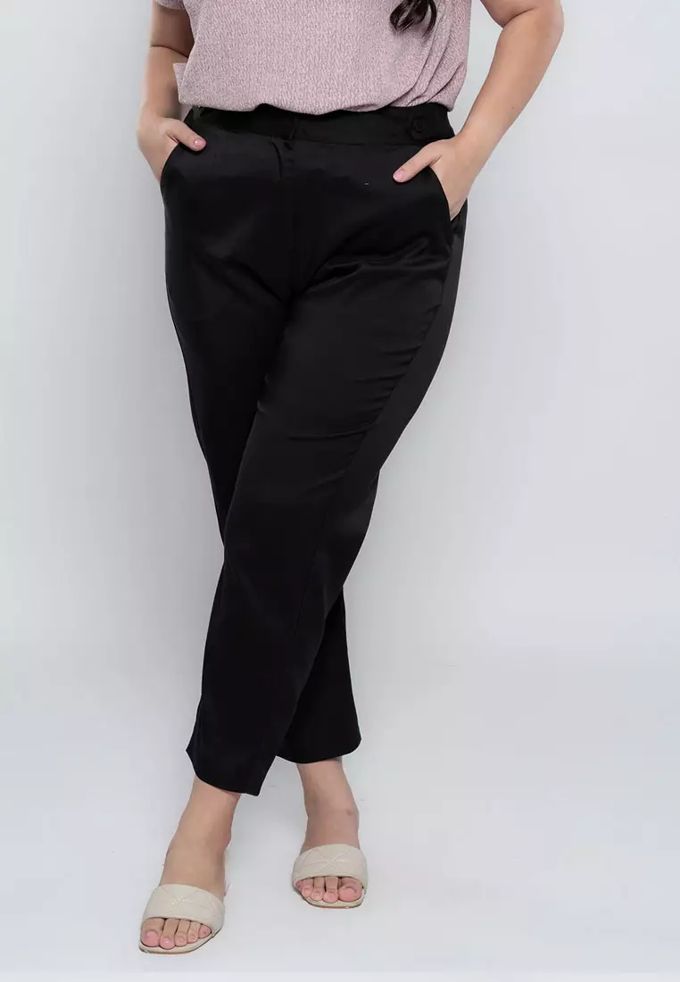 Milly Plus Size Aireese Relaxed Pants with Button Tab Detail