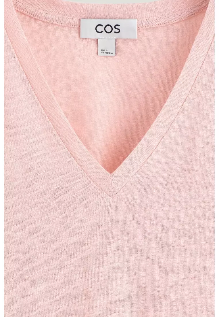 V-NECK LINEN T-SHIRT
