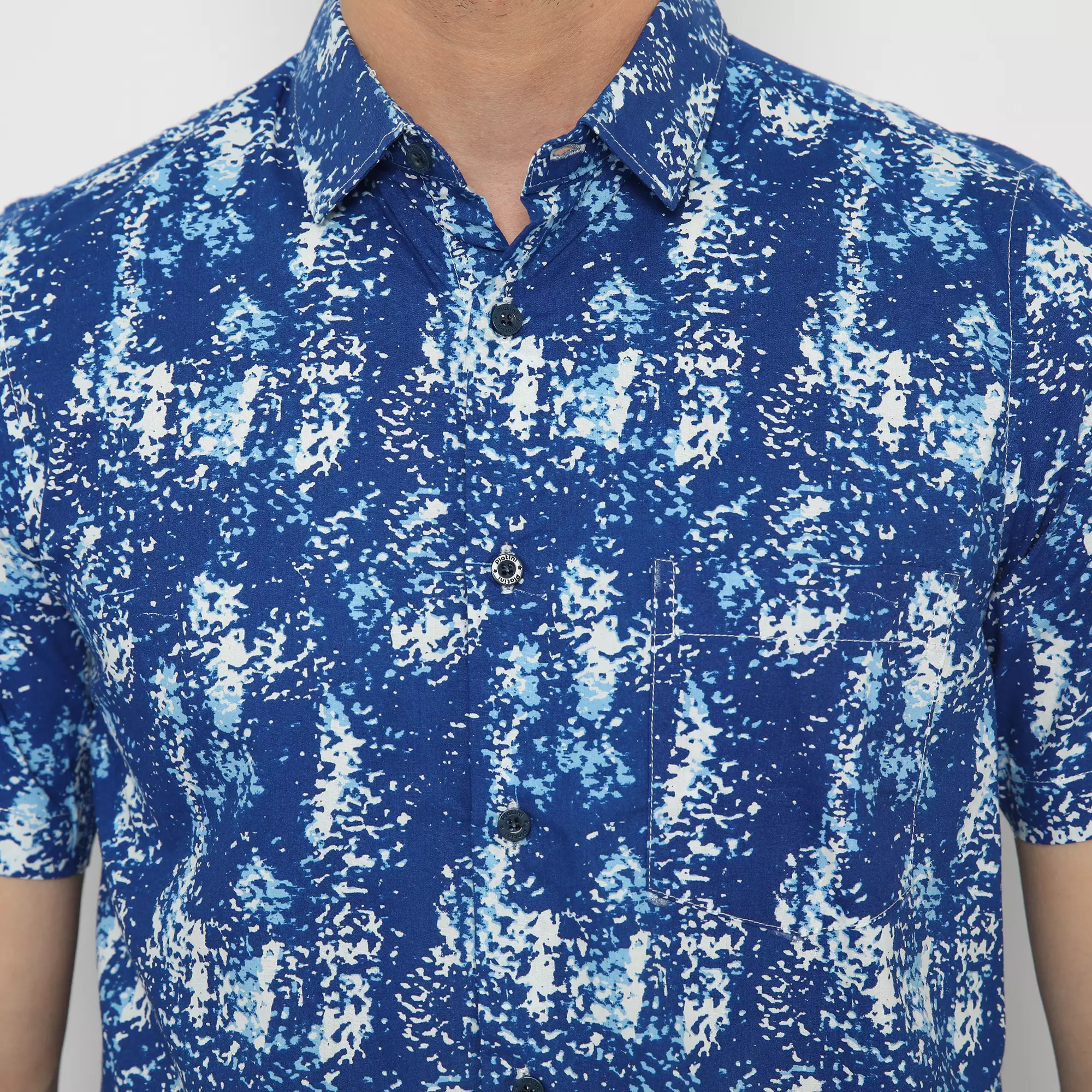 Platini Kemeja Print Pria Lengan Pendek Biru 132147