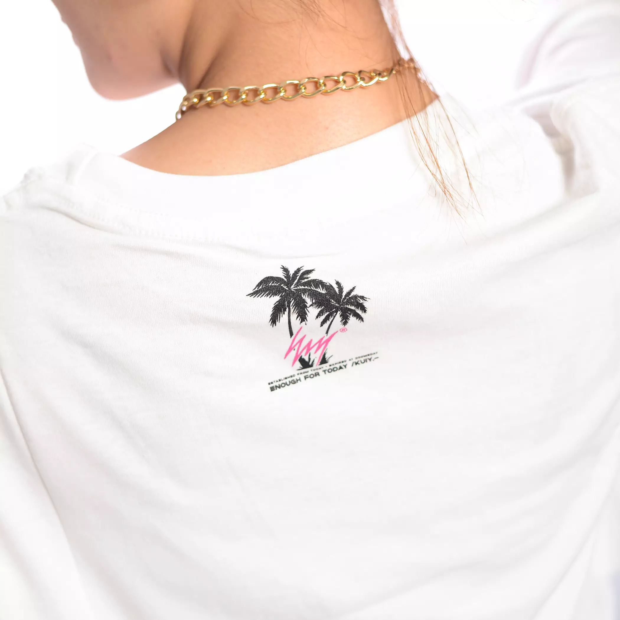 Enough For Today - Kaos Crop Oversize Palm Springs White