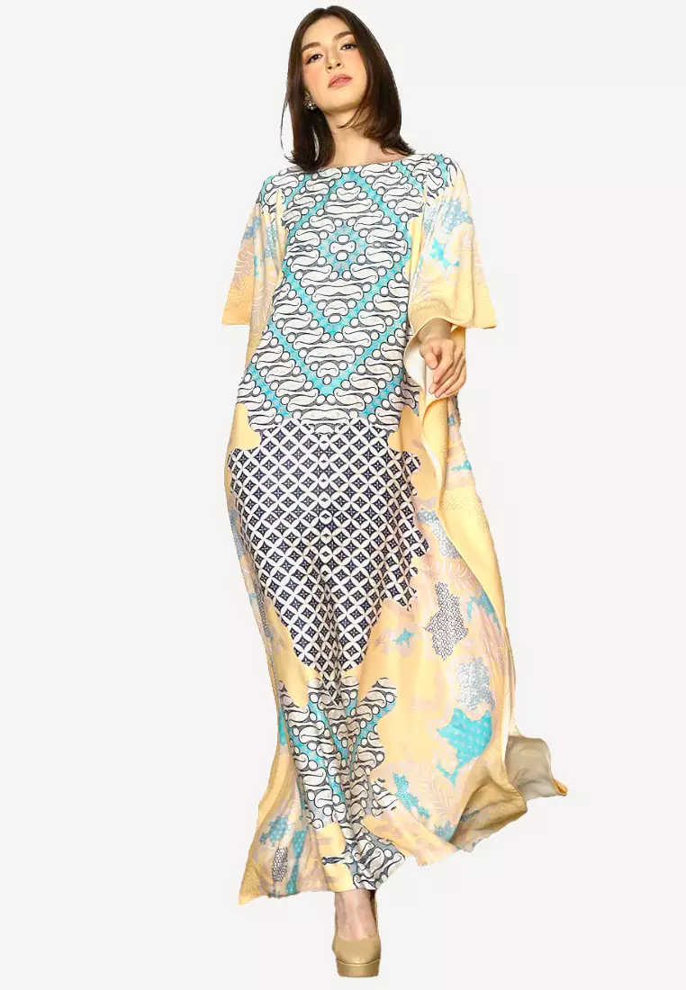 Kanzi Exclusive Short Sleeve Batik Kaftan Yellow
