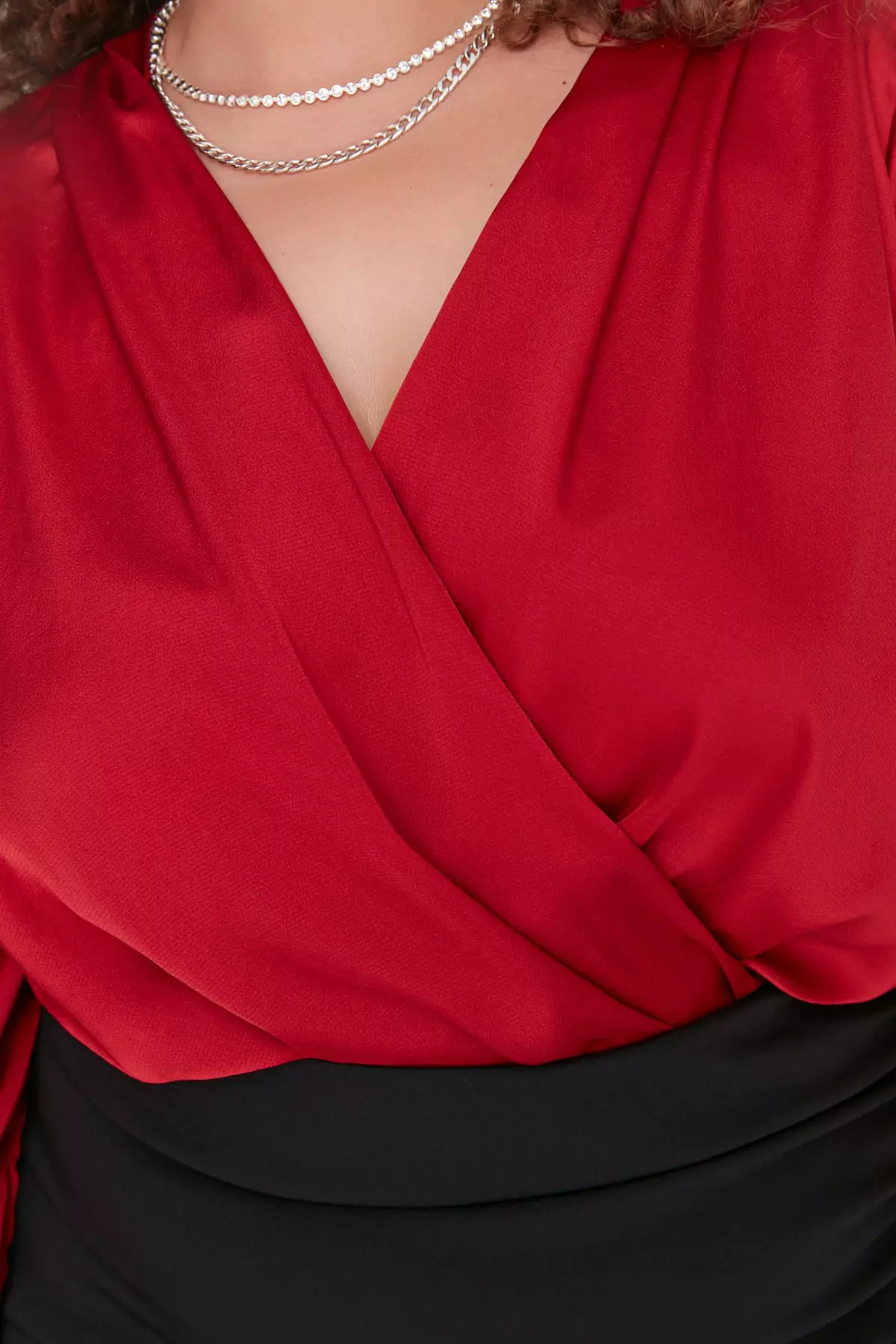 Plus Size Weave Satin Bodysuit