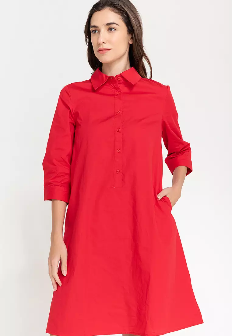 Cleta Sleeve Collared Shirt Dress