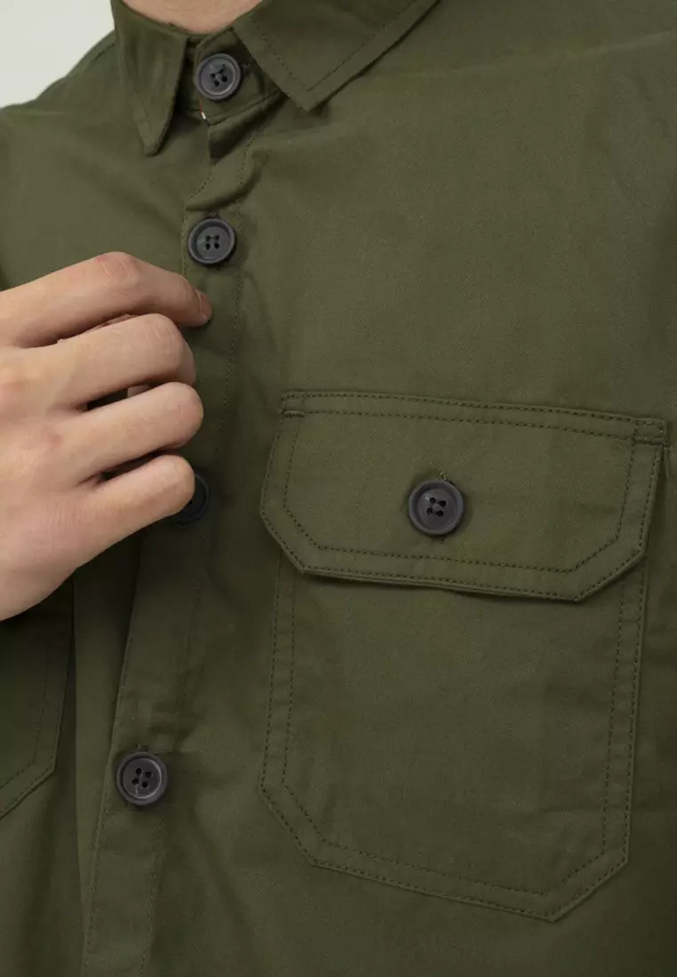 Houseofcuff Kemeja Lengan Panjang Double Pocket Army