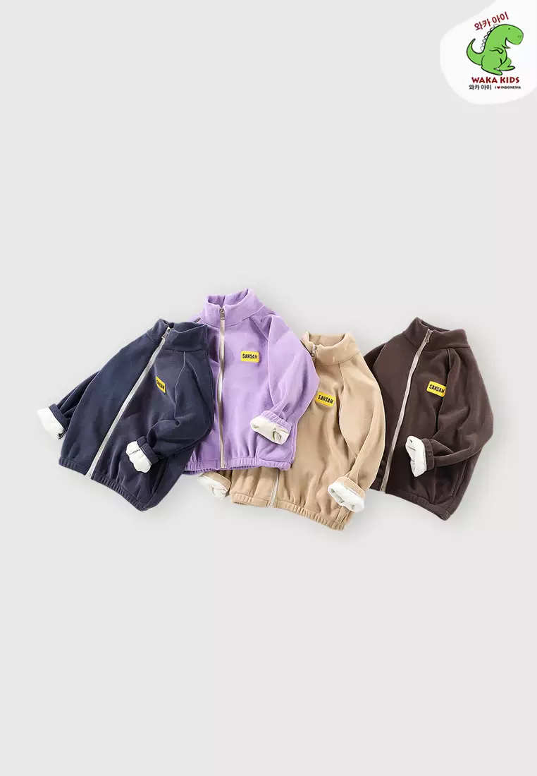 Wakakids Jaket Anak Bulu Sherpa Bludru Sweater Winter Musim Dingin Fur Warm Zipper Jacket 4444 Venrz Navy