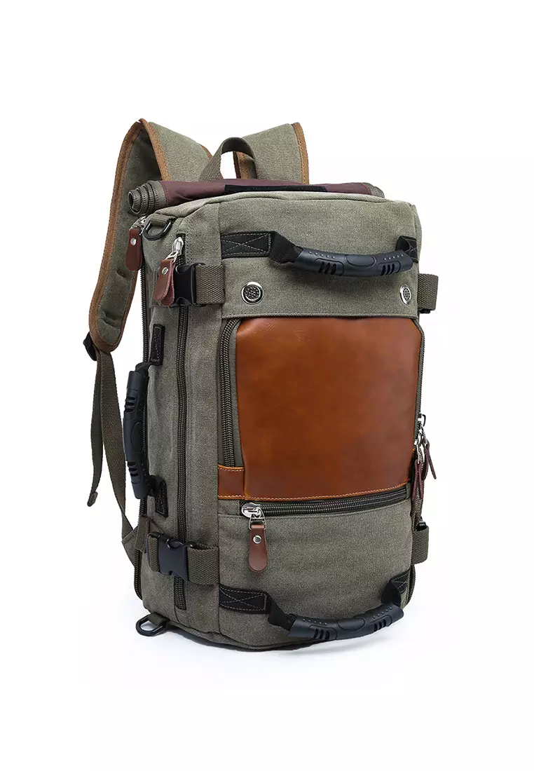 Buy A FRENZ Vintage Canvas Heavy Duty Travel Backpack Camping Hiking