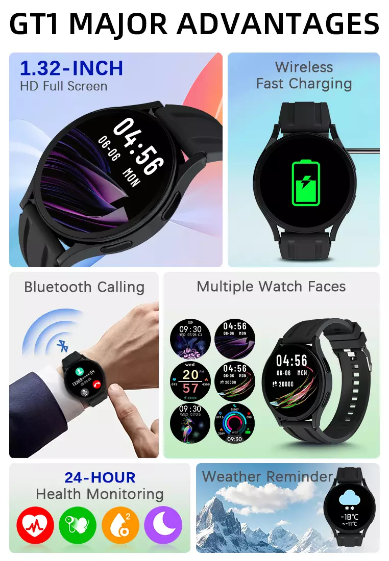 Smart Watch Pria Multiple sports mode Intelligent heart rate monitoring Jam Pintar blacksilver