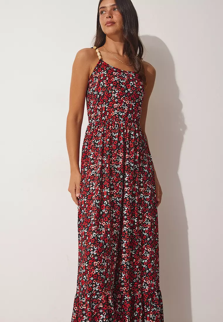 Buy Happiness Istanbul Floral Strappy Summer Knitted Dress Online ...