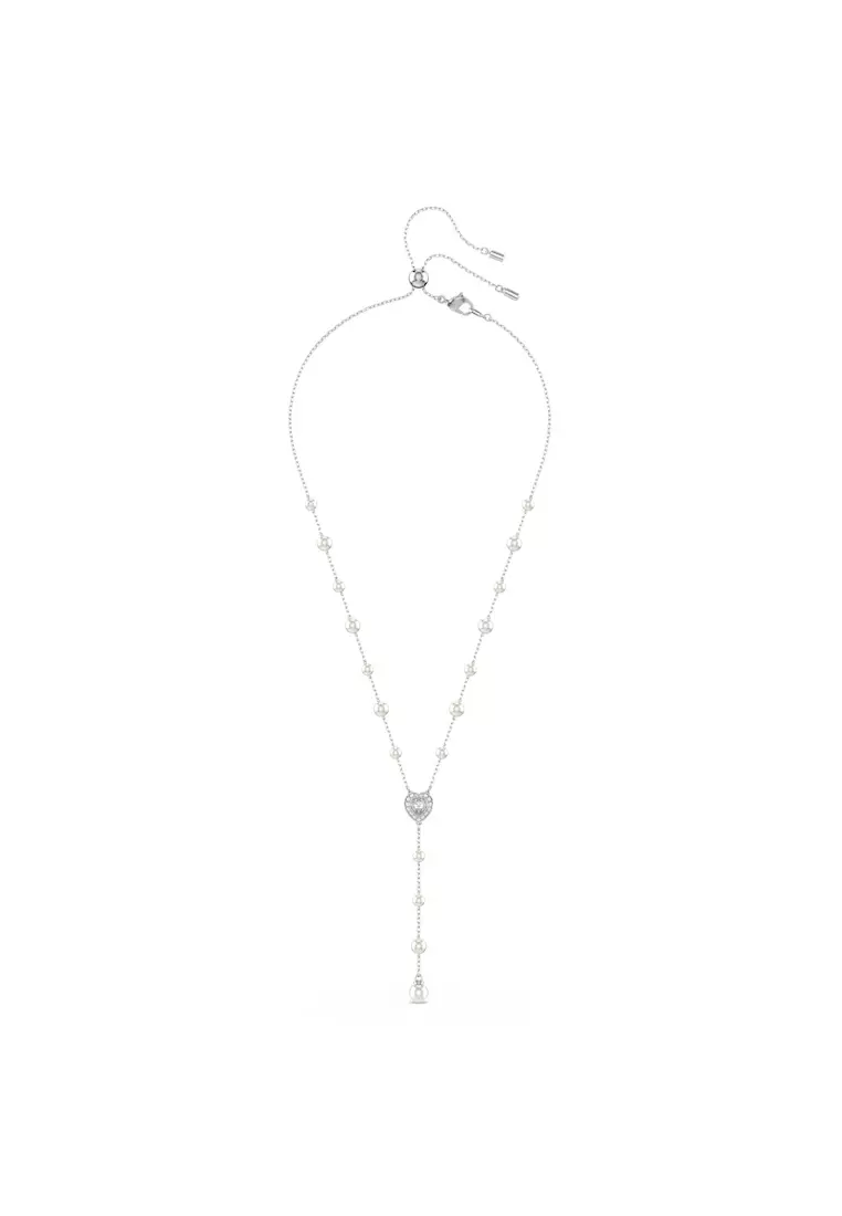 Ariana Grande x Swarovski Y necklace, Mixed cuts, Heart, White, Rhodium plated
