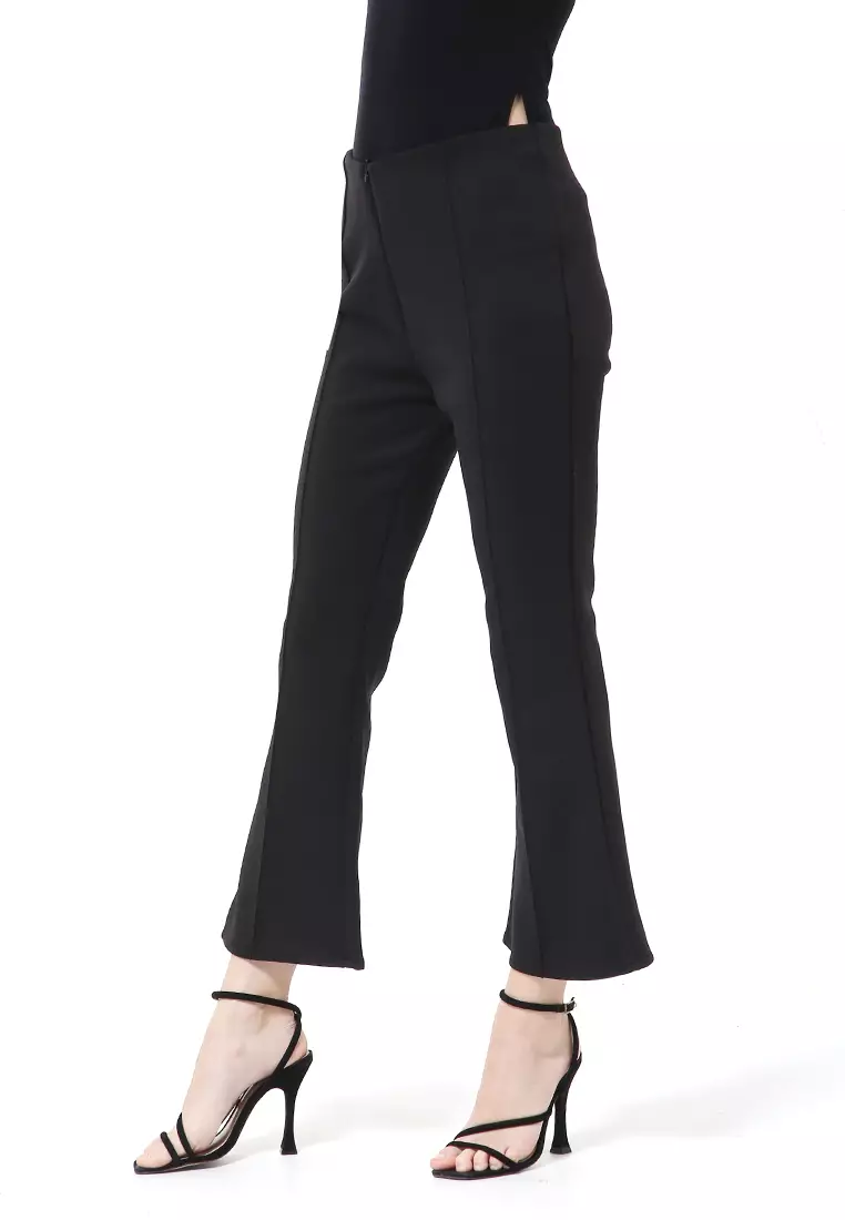 Stella Celana Kerja Wanita Long Pants Cutbray Simple Design Material Scuba ORIGINAL - Black